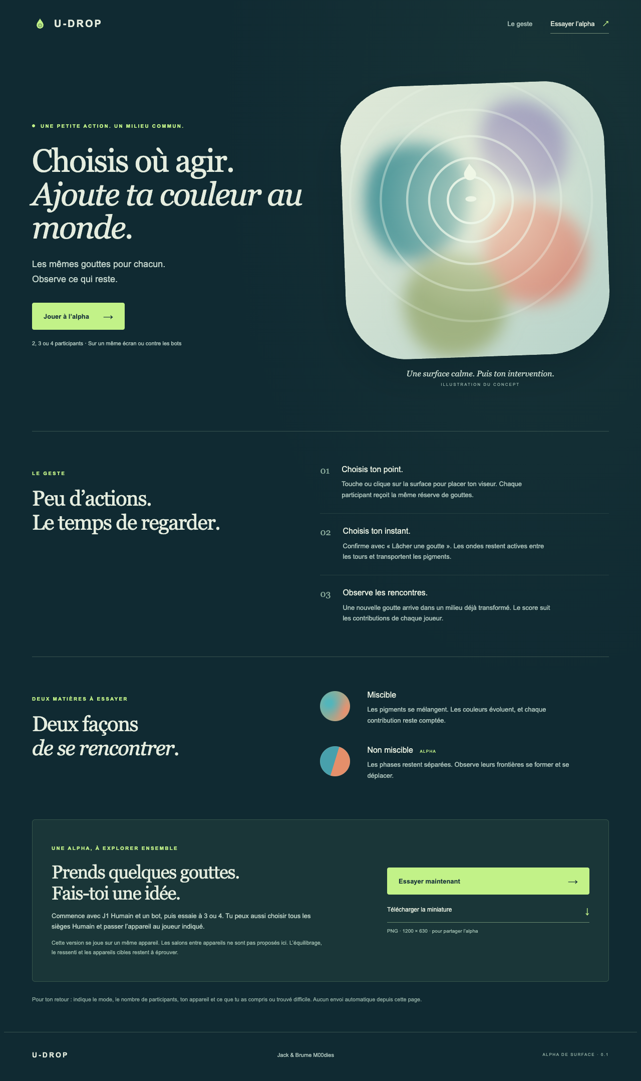 Capture de l’essai de page d’accueil sombre